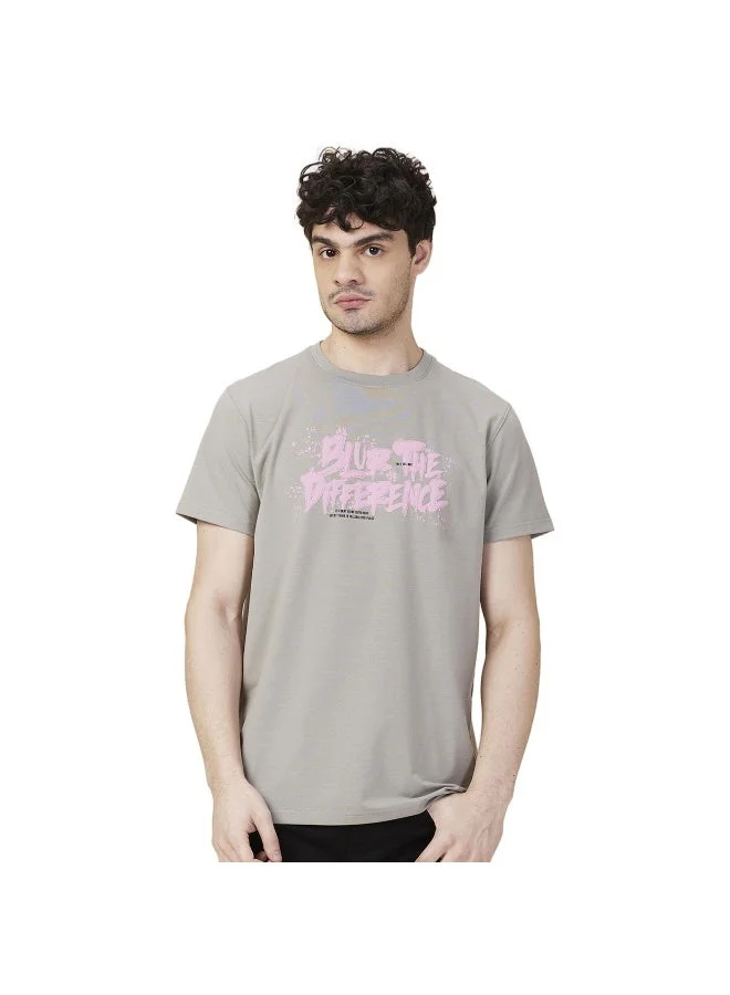 بيينغ هيومان Mens Grey Round Neck Short Sleeve T-Shirt