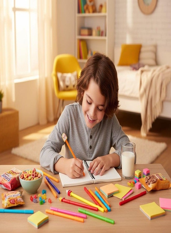 JMK CRAFTS أقلام جل ملونة متعددة الألوان من JMK CRAFTS بتصميمات مستوحاة من الوجبات السريعة للبنات والأطفال | عبوة من 8 أقلام ملونة | أدوات مكتبية ممتعة للمدرسة والمكتب | هدية تذكارية لأعياد الميلاد، هدية للحفلات، ومجموعة كتابة إبداعية - Image 2