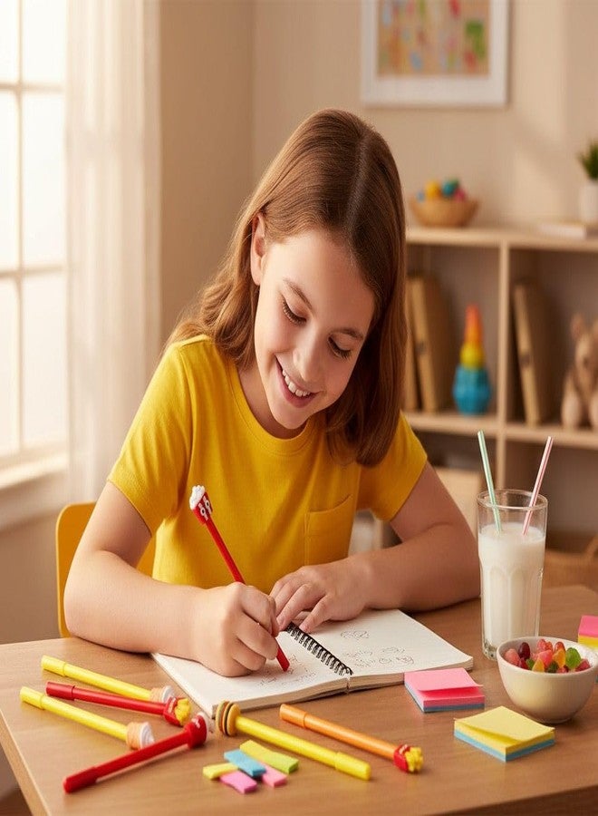 JMK CRAFTS أقلام جل ملونة متعددة الألوان من JMK CRAFTS بتصميمات مستوحاة من الوجبات السريعة للبنات والأطفال | عبوة من 8 أقلام ملونة | أدوات مكتبية ممتعة للمدرسة والمكتب | هدية تذكارية لأعياد الميلاد، هدية للحفلات، ومجموعة كتابة إبداعية - Image 5