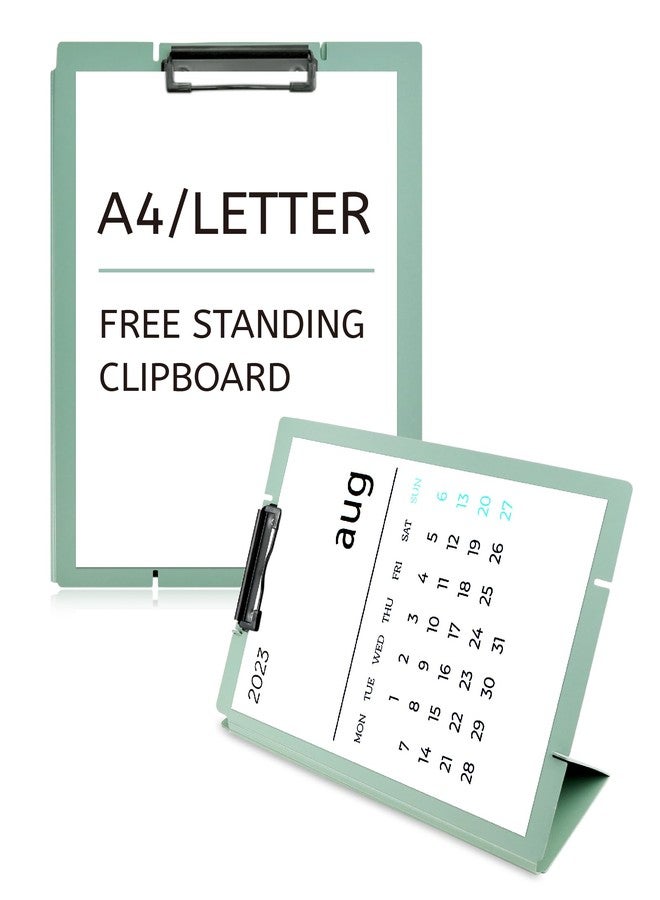 GAUENEEN Green Free Standing Clipboard and Desktop Table Stand with Adjustable Buckles Easel Back - Foldable Stand and Document Holder for School, Office and Business Use (9 x 13 inches) - Image 1