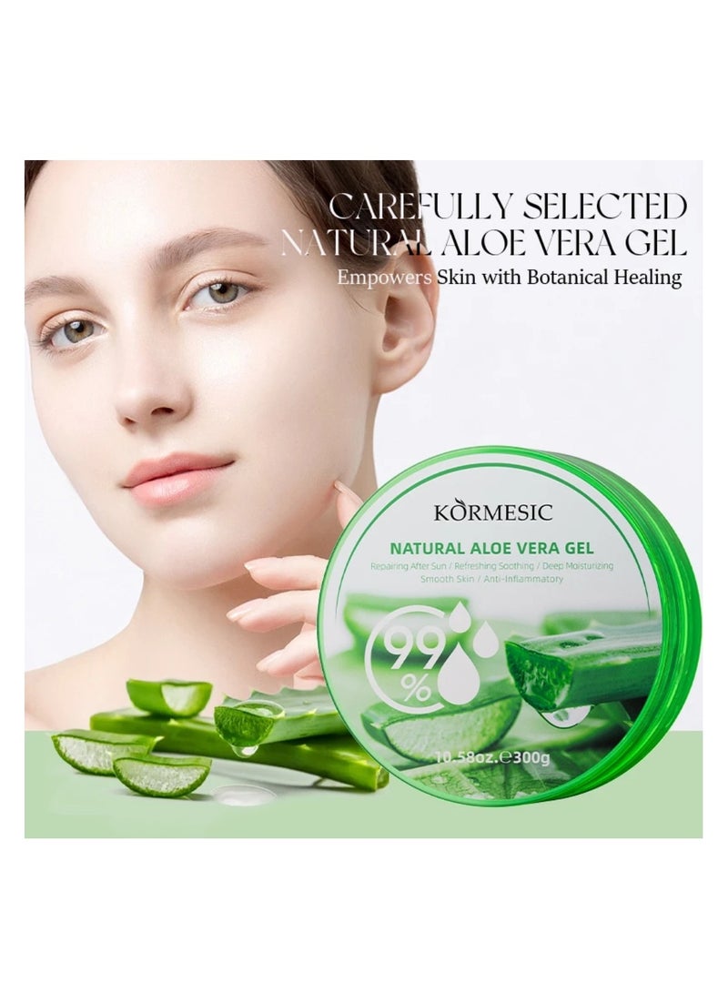 Kormesic 300g Natural Aloe Vera Gel for Face & Body Refreshing & Moisturizing Gel Oil Control Deep Cleansing Brightening Skin Tone Shrinking Pores Natural Extracts Infused Face Cream Gel - Image 3