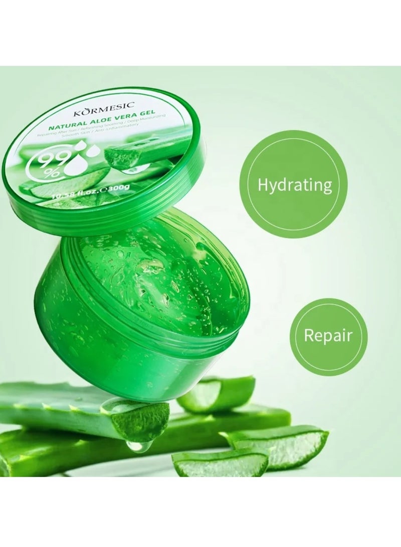 Kormesic 300g Natural Aloe Vera Gel for Face & Body Refreshing & Moisturizing Gel Oil Control Deep Cleansing Brightening Skin Tone Shrinking Pores Natural Extracts Infused Face Cream Gel - Image 4