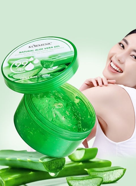 300g Natural Aloe Vera Gel for Face & Body Refreshing & Moisturizing Gel Oil Control Deep Cleansing Brightening Skin Tone Shrinking Pores Natural Extracts Infused Face Cream Gel
