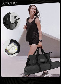 Joychic Oxford Waterproof Portable Stitching Yoga Bag Large Capacity Travel Gym Sack Multifunction Luggage Bag with Shoes Compartment Black for Men Women  - Image 1