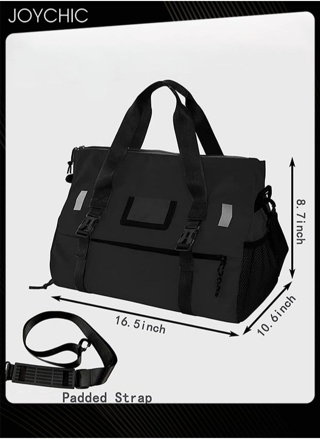 Joychic - Oxford Waterproof Portable Stitching Yoga Bag Large Capacity Travel Gym Sack Multifunction Luggage Bag with Shoes Compartment Black for Men Women - Image 1