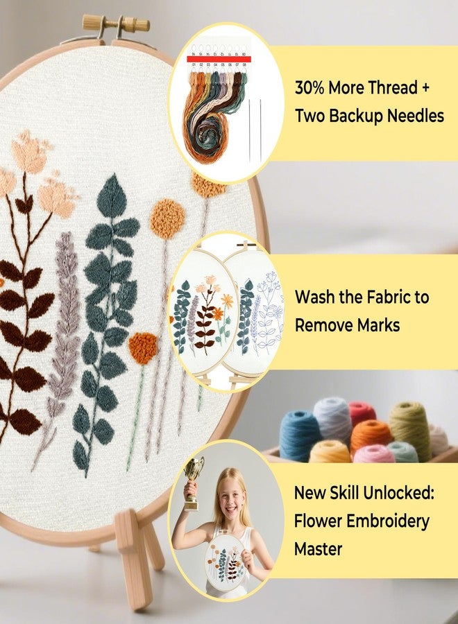 HTVRONT Embroidery Kit for Beginners- 3 Pcs Needlepoint Kits for Adults with Step by Step Video, Flower Beginner Embroidery Kit for Adults, Pre-Printed Patterns for Gift for Women - Image 5
