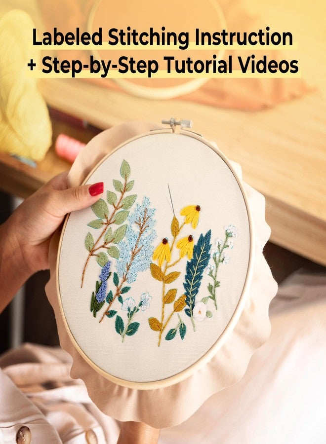 HTVRONT Embroidery Kit for Beginners- 3 Pcs Needlepoint Kits for Adults with Step by Step Video, Flower Beginner Embroidery Kit for Adults, Pre-Printed Patterns for Gift for Women - Image 4