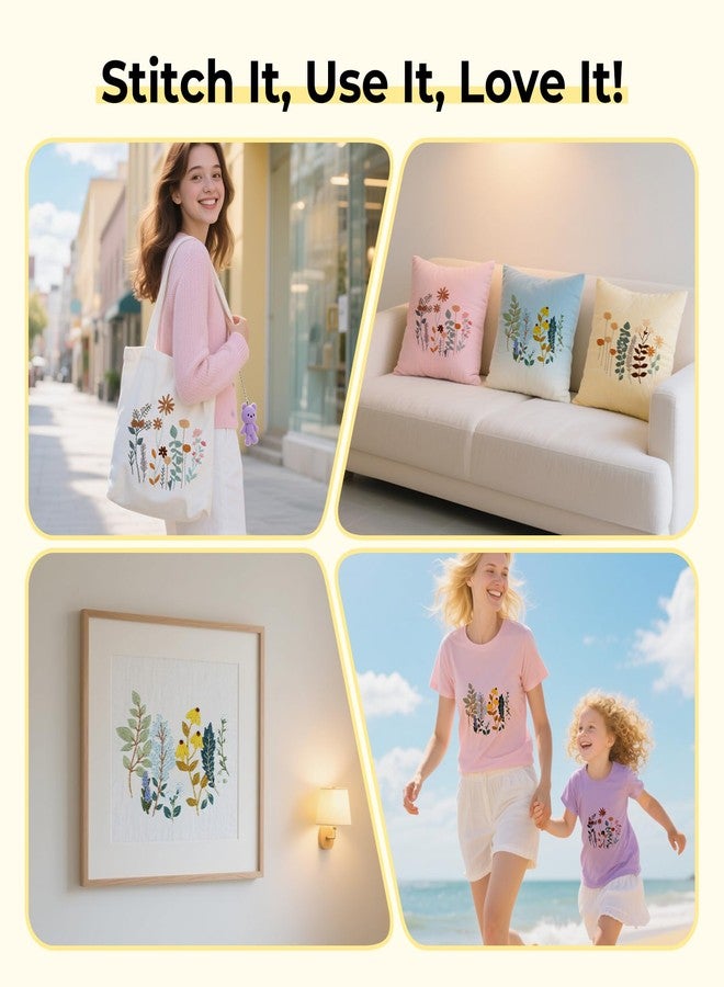 HTVRONT Embroidery Kit for Beginners- 3 Pcs Needlepoint Kits for Adults with Step by Step Video, Flower Beginner Embroidery Kit for Adults, Pre-Printed Patterns for Gift for Women - Image 3
