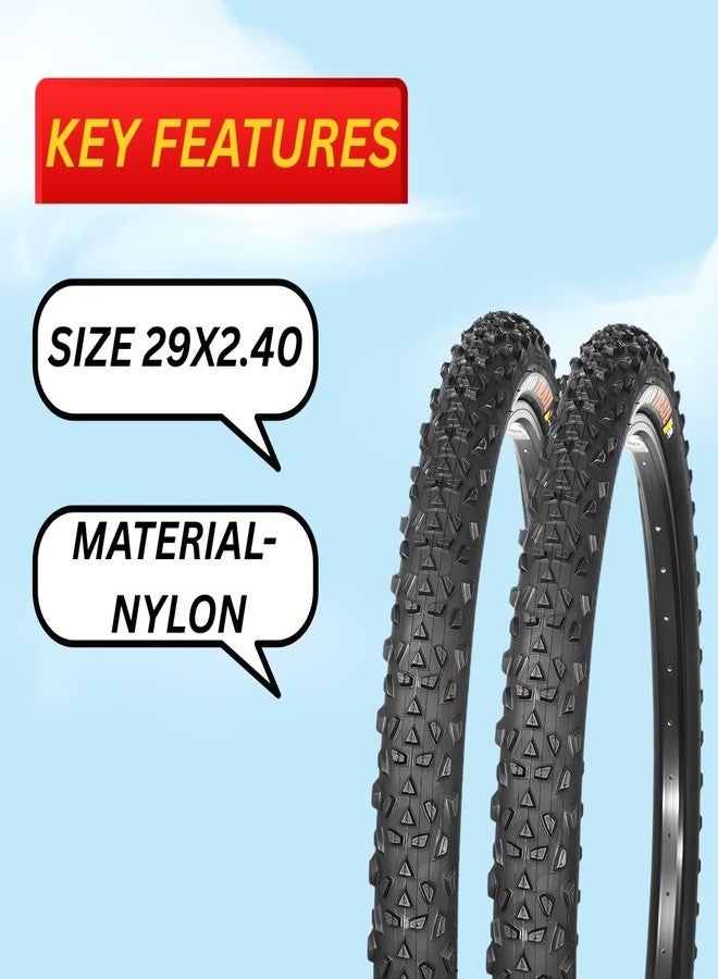 FCCRACING Ralson 29x2.40 Bicycle Tyres | 60 TPI Himalayan Trail Nylon Cycle Tyre | Skill Wall, Side Grooves & Sharp Cornering | Bicycle Tyre | Pack of 2 - Image 2