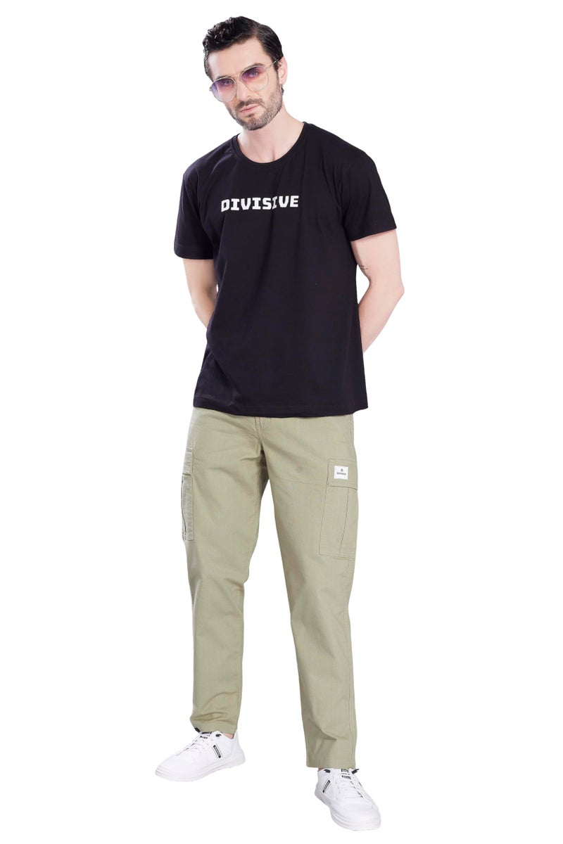 DIVISIVE Men's Loose Fit Linen Blend Cotton Cargo Pants (DCR255_28_Ecru) - Image 2