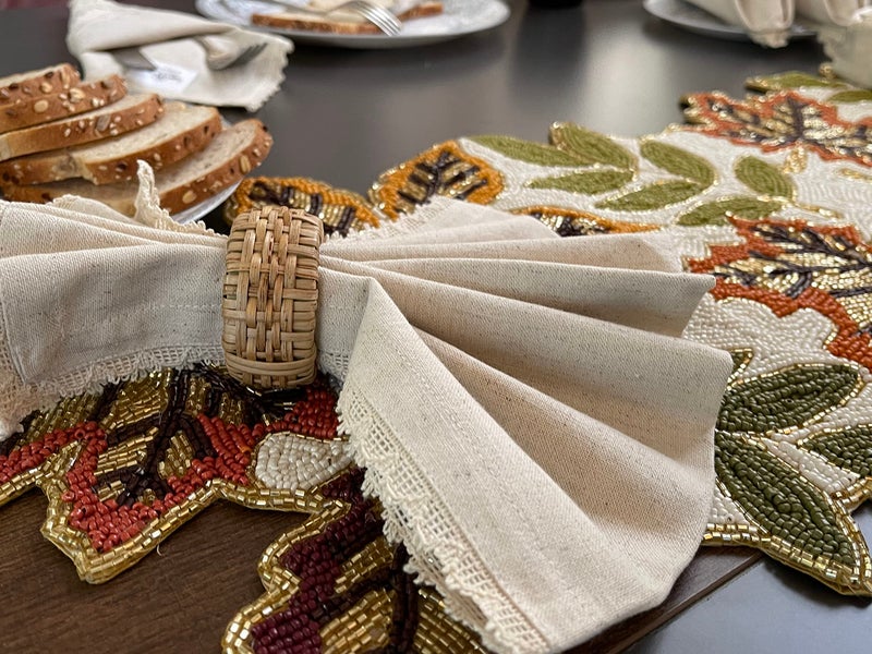 Bedding Craft Cloth Dinner Napkins Linen Flax Cotton 18x18 Set of 12 â€“ Natural with Lace & Mitered Corners â€“ Machine Washable Reusable Fabric Napkins for Weddings, Parties & Table Decorations - Image 5