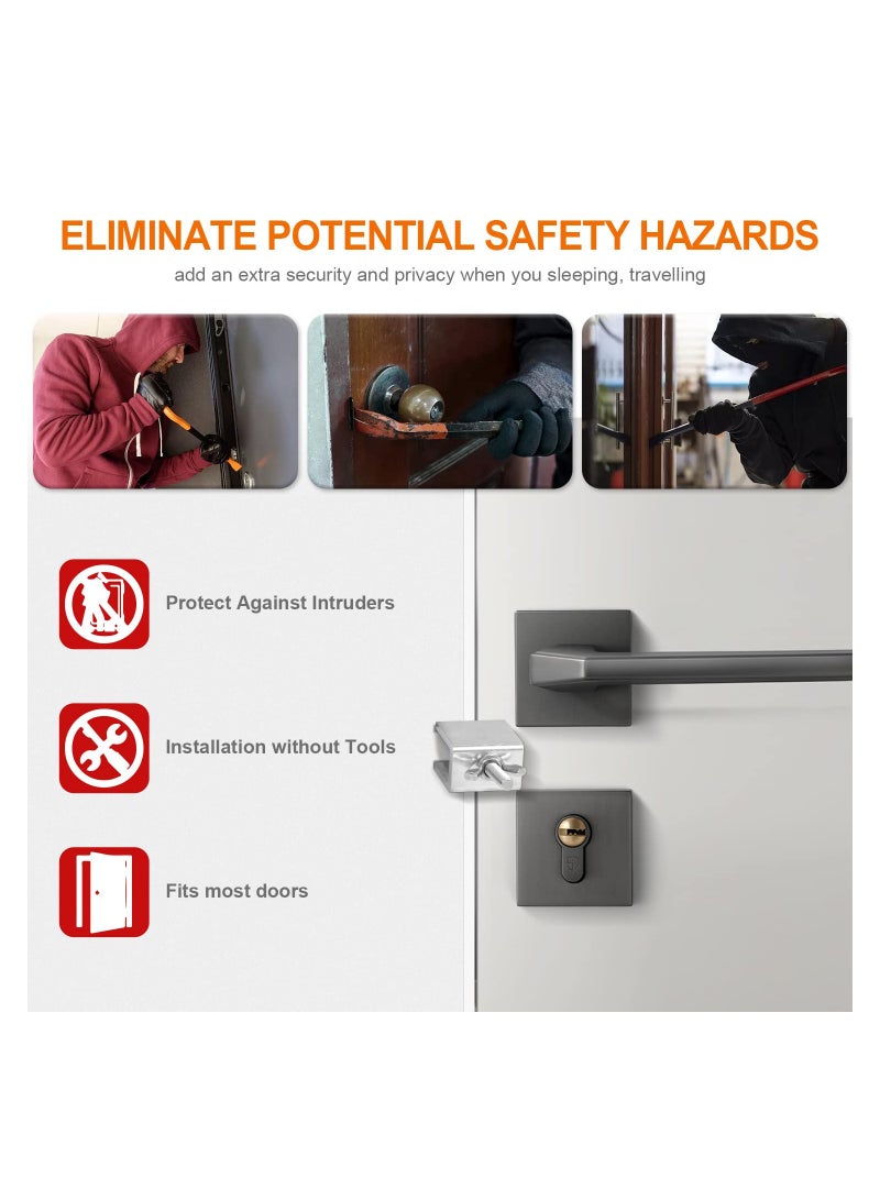 Portable Door Lock, Hotel Locks, for Doors Travel Home Security Door, Locker, Security Devices Hotel Rooms, for Travelers Provide Safety Privacy for School Apartment Dormitories College (2PCS) - Image 3