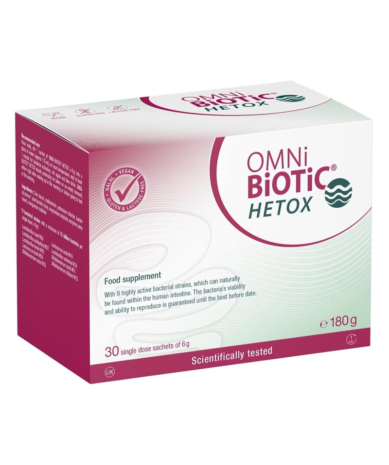 OMNi BiOTiC HETOX Relief for the Liver,| Probiotic Powder  30 Sachets Vegan Glutenfree ,Lactose-free, Halal For daily use