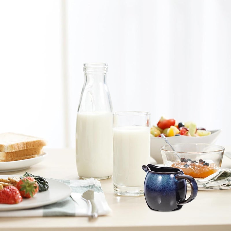 Amosfun Ceramic Milk Pitcher with Spout and Handle  Elegant Creamer for Coffee Tea and Sauces  Home Kitchen Stoneware Supply - Image 4