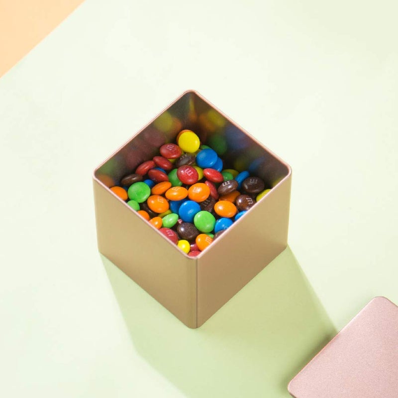 Tianhui Colorful Square Tin Can Empty Cube Steel Box Storage Container for Treats  Gifts  Favors  Loose Tea  Coffee and Crafts  Mini Portable Small Storage Kit (Green  2-Small) - Image 4