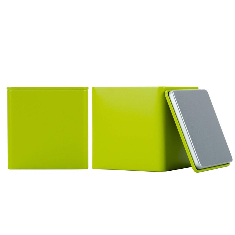 Tianhui Colorful Square Tin Can Empty Cube Steel Box Storage Container for Treats  Gifts  Favors  Loose Tea  Coffee and Crafts  Mini Portable Small Storage Kit (Green  2-Small) - Image 1