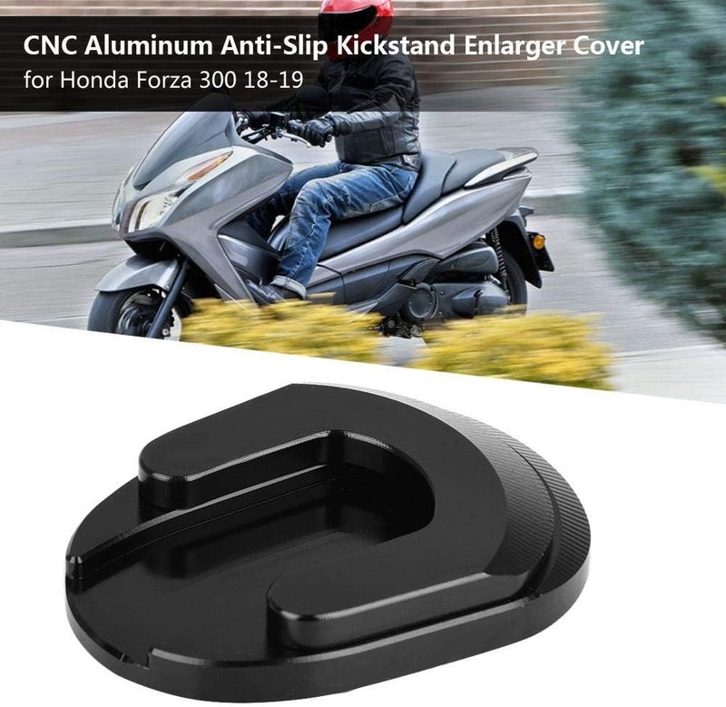 woobles Motorcycle Kickstand Enlarger Cover,CNC Aluminum Anti-Slip Side Stand Plate for Honda Forza 300 18-19(Black) - Image 5