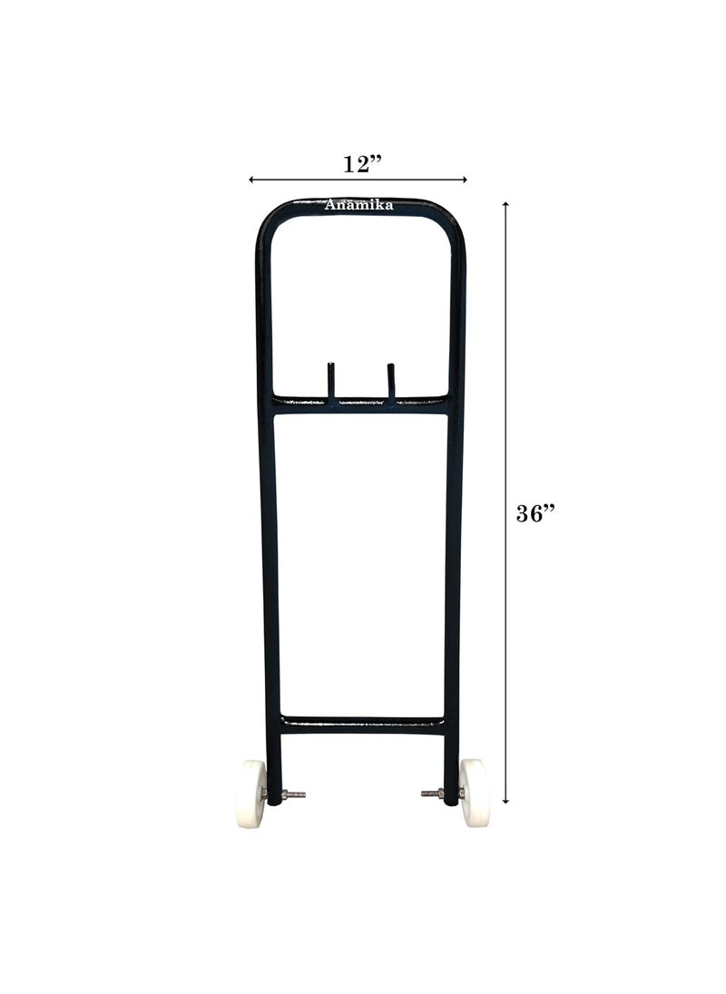 Anamika Heavy Duty LPG Gas Cylinder Trolley with Two Hooks Two Wheels Easy Grip for Effortless Pickup Carry and Transfer Robust and Durable Construction Black