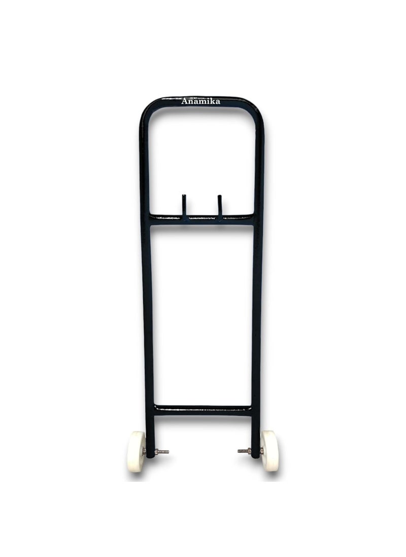 Anamika Heavy Duty LPG Gas Cylinder Trolley with Two Hooks Two Wheels Easy Grip for Effortless Pickup Carry and Transfer Robust and Durable Construction Black