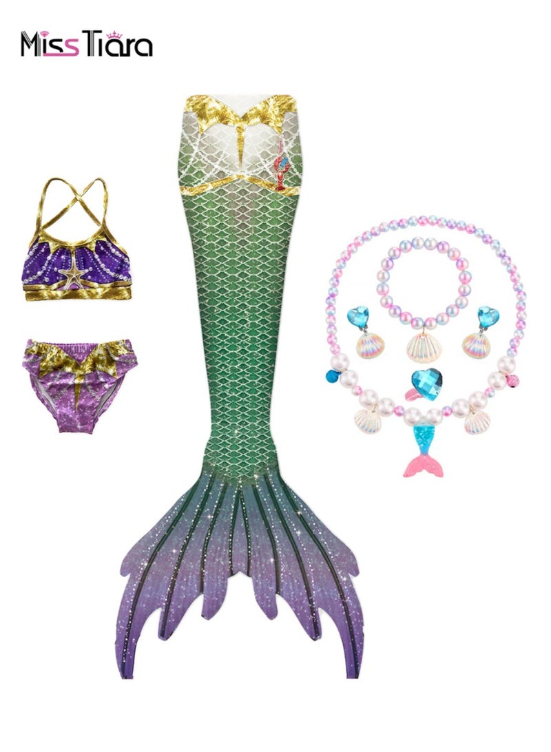 MissTiara Children's Mermaid Swimsuit Set Mermaid Tail Swimsuit Mermaid Costume - Image 2