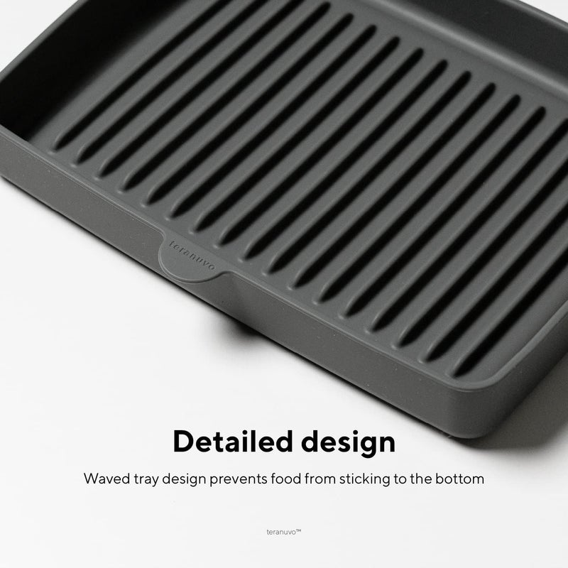 TERANUVO Silicone Oven Tray compatible with BALMUDA The Toaster Oven - safe to use, non toxic, durable, dishwasher safe, heat resistant, silicone liners for air flow and drain oil, non stick (Grey) - Image 5
