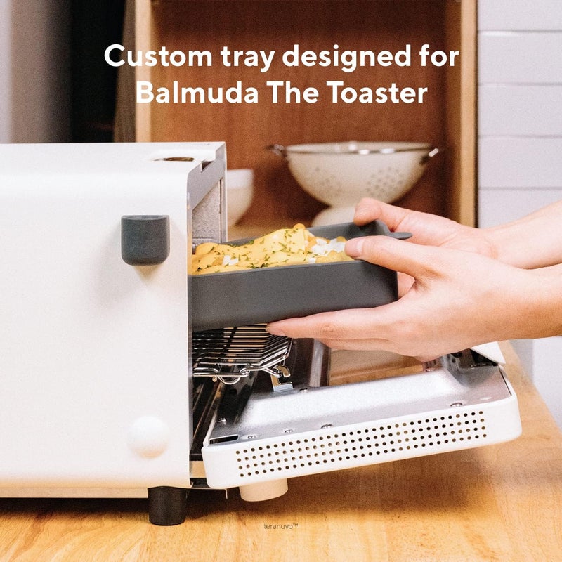 TERANUVO Silicone Oven Tray compatible with BALMUDA The Toaster Oven - safe to use, non toxic, durable, dishwasher safe, heat resistant, silicone liners for air flow and drain oil, non stick (Grey) - Image 3