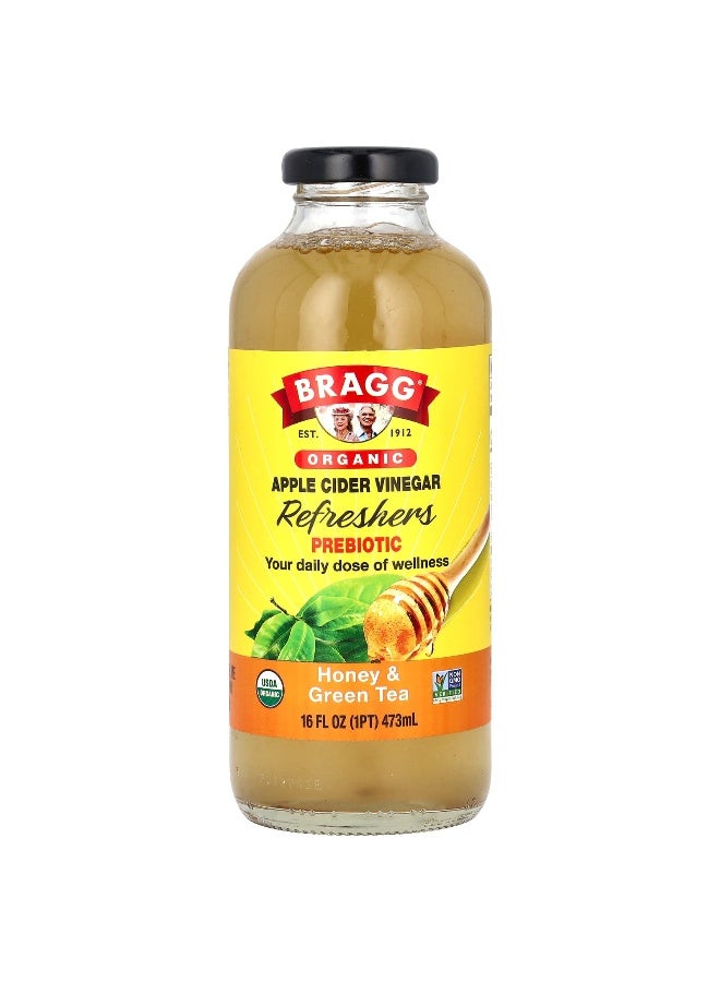 Bragg, Organic Apple Cider Vinegar Refreshers, Prebiotic, Honey & Green Tea, 16 fl oz (473 ml) (Packaging may vary) - Image 1