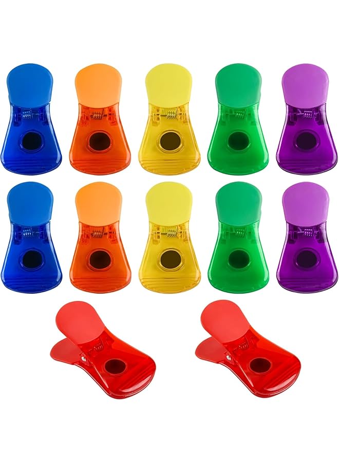 erorex Bag Clips 12 Pack Magnetic Multipurpose Bag Clips Color Refrigerator Magnet Clips Food Sealing Clips ​Plastic Heavy Seal Grip Air Tight Clips For Home Kitchen Storage Random Color - Image 1