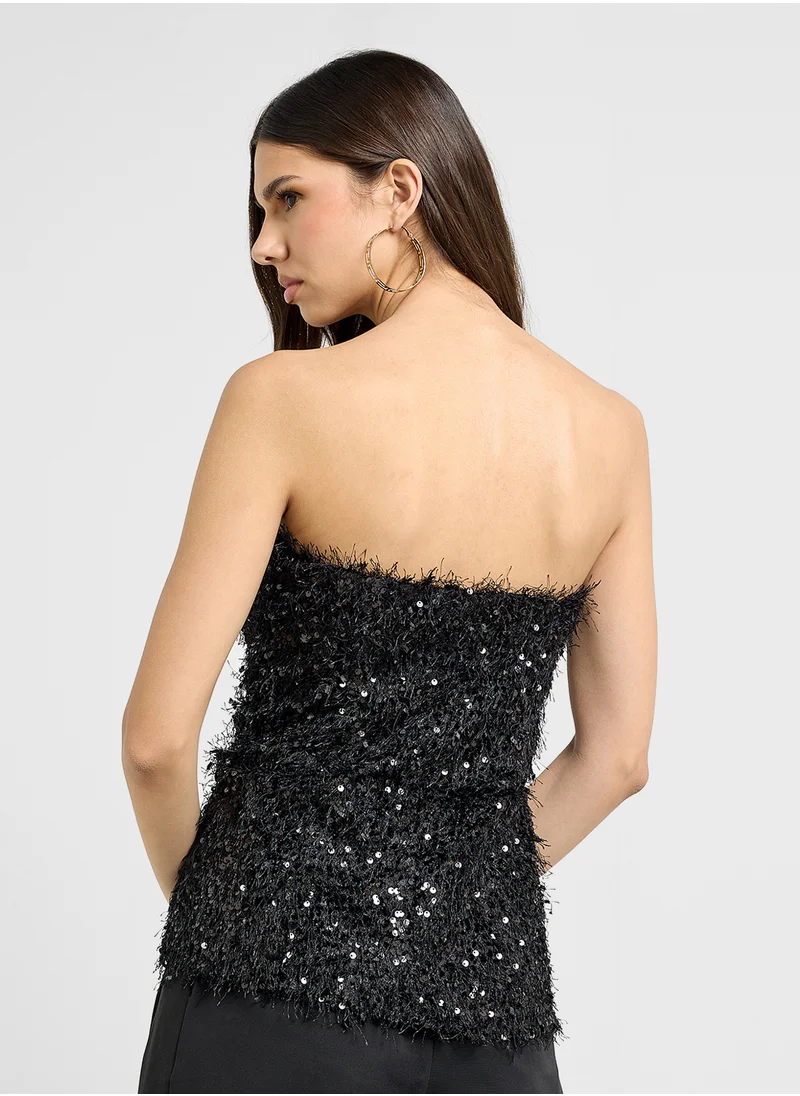 جينجر Bandeau Sequin Embellished Corset