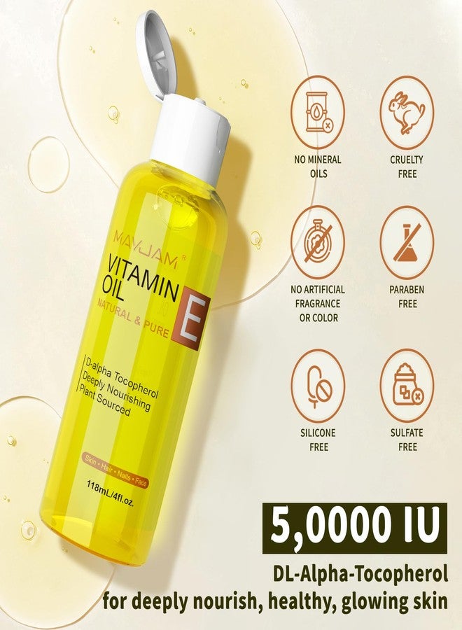 MAYJAM Organic Vitamin E Oil 50,000 IU for Skin, Pure & Natural Vitamine oils for Scars Hair, Face, Nail, Scalp Bath and Body Oil, Tocopherol to Repair Damaged Skin, Moisturizing Dry Skin, 4 Fl Oz - Image 2