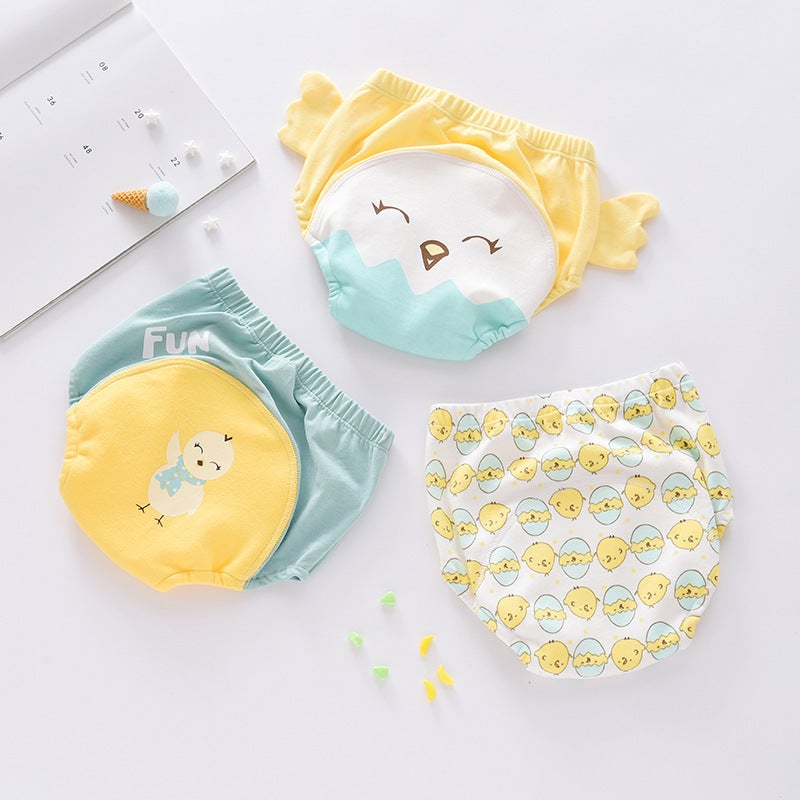 6-Layer Cotton Baby Training Pants Happy chicken (three pack) 