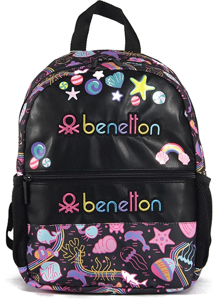 Benetton Black Girls Main School Bag