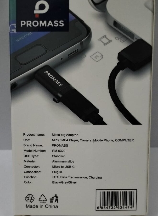 PROMASS Micro USB To USB-C Adapter black. - Image 3