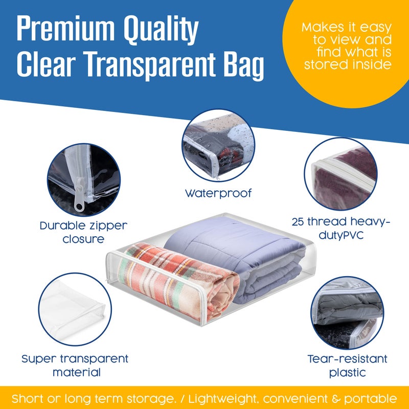 Houseables Clothes Storage Bag, Sweater Bags, Clear Storage Bags, Sweater Storage Bags, Plastic Storage Bags For Clothes, Sweater Bags Moth Proof, Clear Storage Bags With Zipper, Sheet Storage Bags, 18x15, 5 PK - Image 3