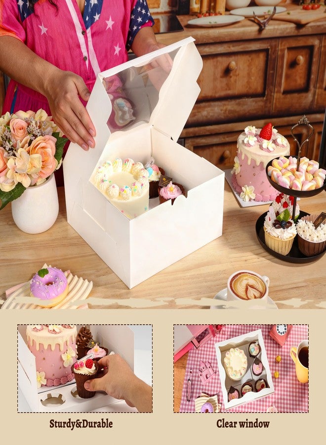 LOKQING 4 Packs Bento Cake Box with Cupcakes, 1+5 Cupcake Box Combo with Clear Window,Fit 5 Cupcakex and 1 Mini Cake for Wedding Birthday Party Baby Shower Baking Supplies - Image 5
