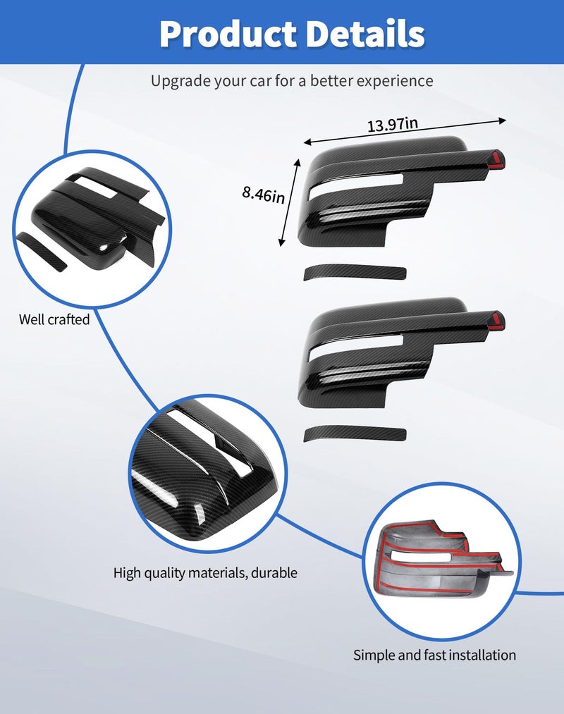 DSWSQ Full Mirror Covers Caps with Turn Signal Cut Compatible with 2009-2014 Ford F150 Raptor Door Side View Mirror Cover Caps Trims Exterior Accessories (DO NOT FIT TOWING MIRROR), Carbon Fiber - Image 5