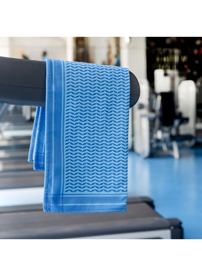 بو منشفة BU Gym Ghutra (زرقاء) | مصنوعة من الخيزران وزجاجات بلاستيكية مُعاد تدويرها بعد الاستهلاك | 45 × 75 سم