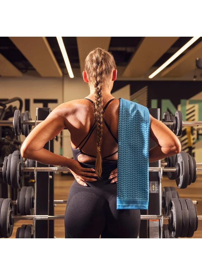 بو منشفة BU Gym Ghutra (زرقاء) | مصنوعة من الخيزران وزجاجات بلاستيكية مُعاد تدويرها بعد الاستهلاك | 45 × 75 سم