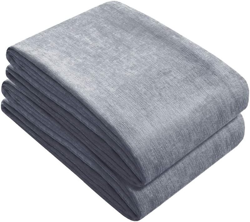 ELKCA DoubleSided Chenille Window Curtains for Living RoomSilver Grey Curtains for Bedroom Grommet TopPack of 2Silver Grey 52 W x 96 L - Image 4