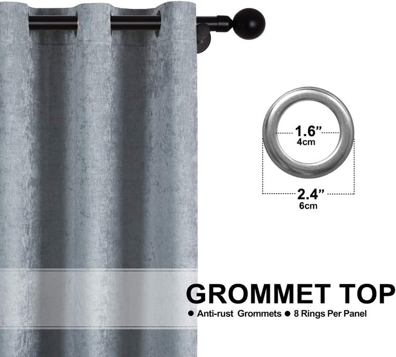 ELKCA DoubleSided Chenille Window Curtains for Living RoomSilver Grey Curtains for Bedroom Grommet TopPack of 2Silver Grey 52 W x 96 L - Image 2