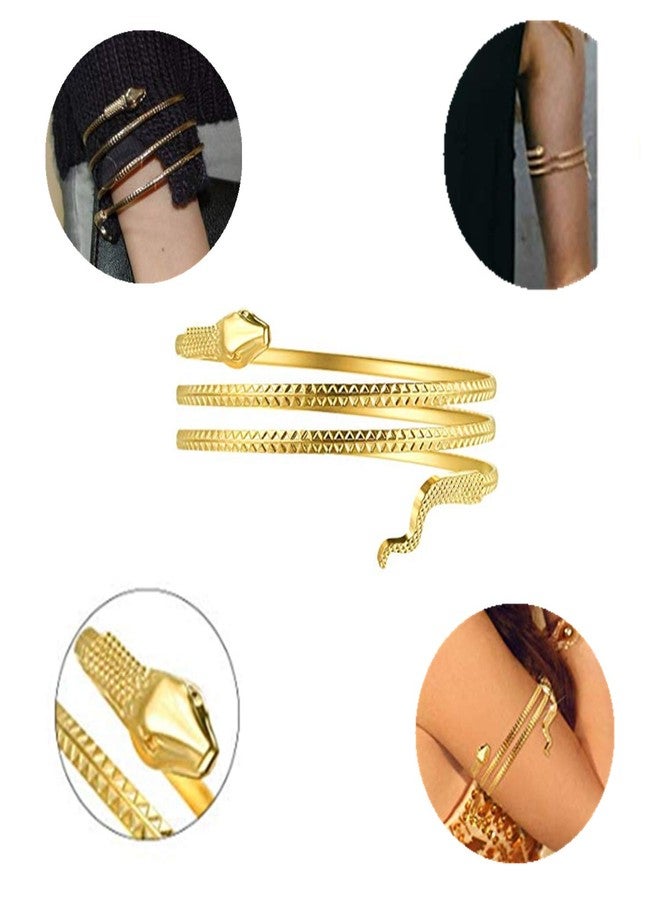 JinYu Metal Snake Armband Swirl Snake Spiral Upper Arm Cuff Armlet Bangle Bracelet Egyptian Costume Accessory for Women Gold - Image 4