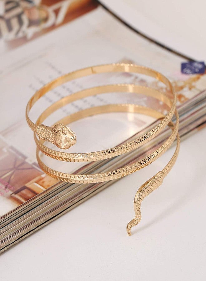JinYu Metal Snake Armband Swirl Snake Spiral Upper Arm Cuff Armlet Bangle Bracelet Egyptian Costume Accessory for Women Gold - Image 3