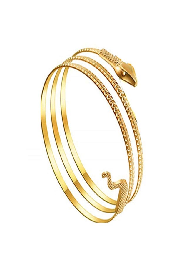 JinYu Metal Snake Armband Swirl Snake Spiral Upper Arm Cuff Armlet Bangle Bracelet Egyptian Costume Accessory for Women Gold - Image 1