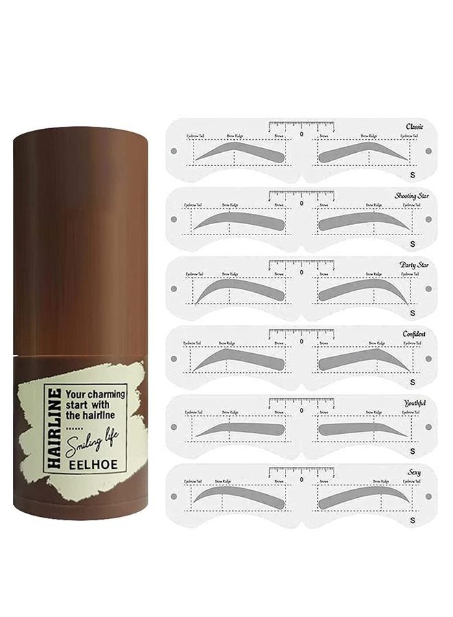 Tyemp Eyebrow Stamp Shaping Kit, One Step Brow Stamp Stencil Kit Waterproof Eye Brow Stamp Makeup Tools Eyebrow Definer with 6 Reusable Eyebrow Stencils (Light Brown)  - Image 5