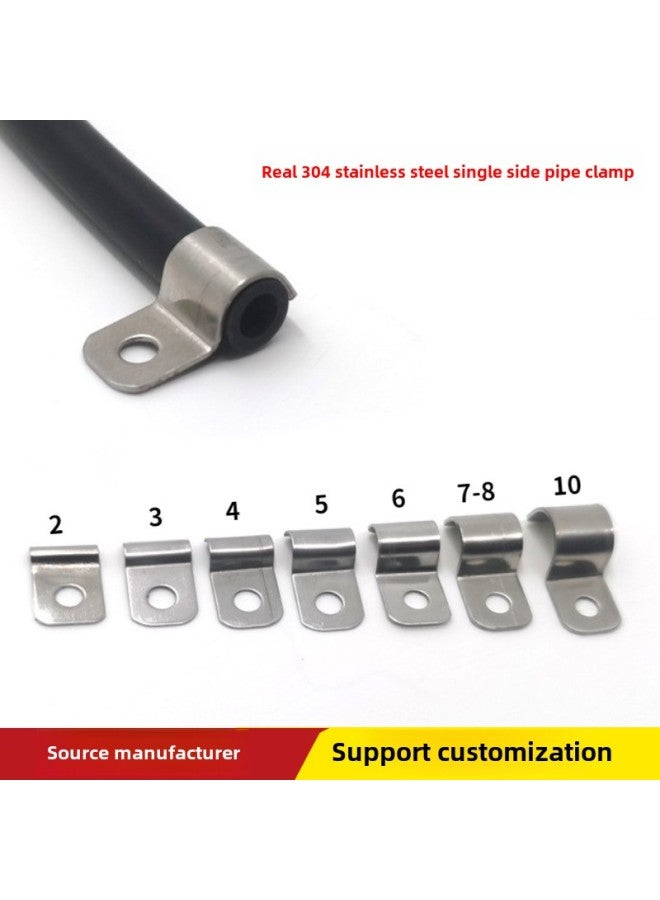 Direct 304 Stainless Steel Unilateral Pipe Clamp Cable Fixing Buckle P-shaped Buckle Mesh Cable Riding Horse Card Galvanized-Specifications And Models:304 Stainless Steel Compression 9-10mm Outer Diameter  - Image 1