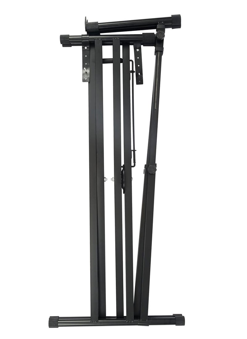 Mike Music - Double Tier Braced Keyboard Stand X-Style Two/2 Tier Piano Stand, 2 Tier Piano Stand,Heavy-Duty Quick Adjustable, Integrated No Installation Required - Image 1