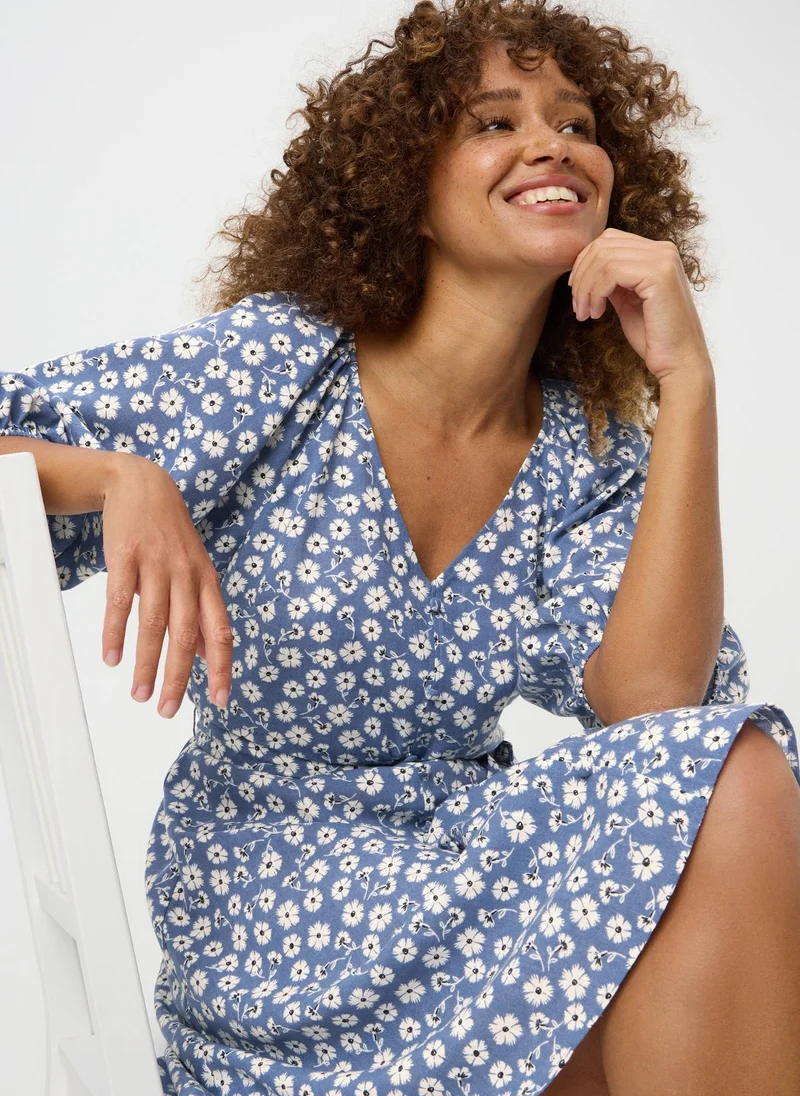 Matalan Blue Floral Belted Mini Dress