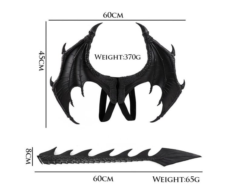 Himine Dragon Wings Props Cosplay Wing With Tail (Black) - Image 4