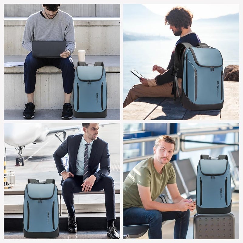 Red Lemon BANGE Captain Business Smart Backpack Waterproof fit 15.6 Inch Laptop Backpack with USB Charging Port,Travel Durable Backpack for Men and Women (light Blue) - Image 2