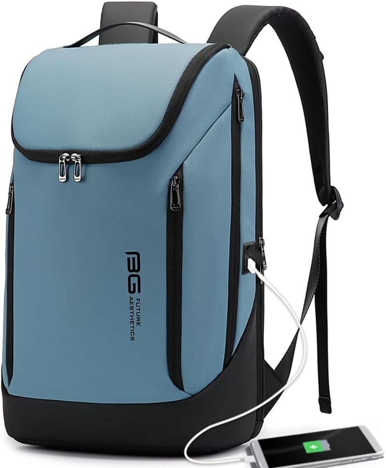 Red Lemon BANGE Captain Business Smart Backpack Waterproof fit 15.6 Inch Laptop Backpack with USB Charging Port,Travel Durable Backpack for Men and Women (light Blue) - Image 1